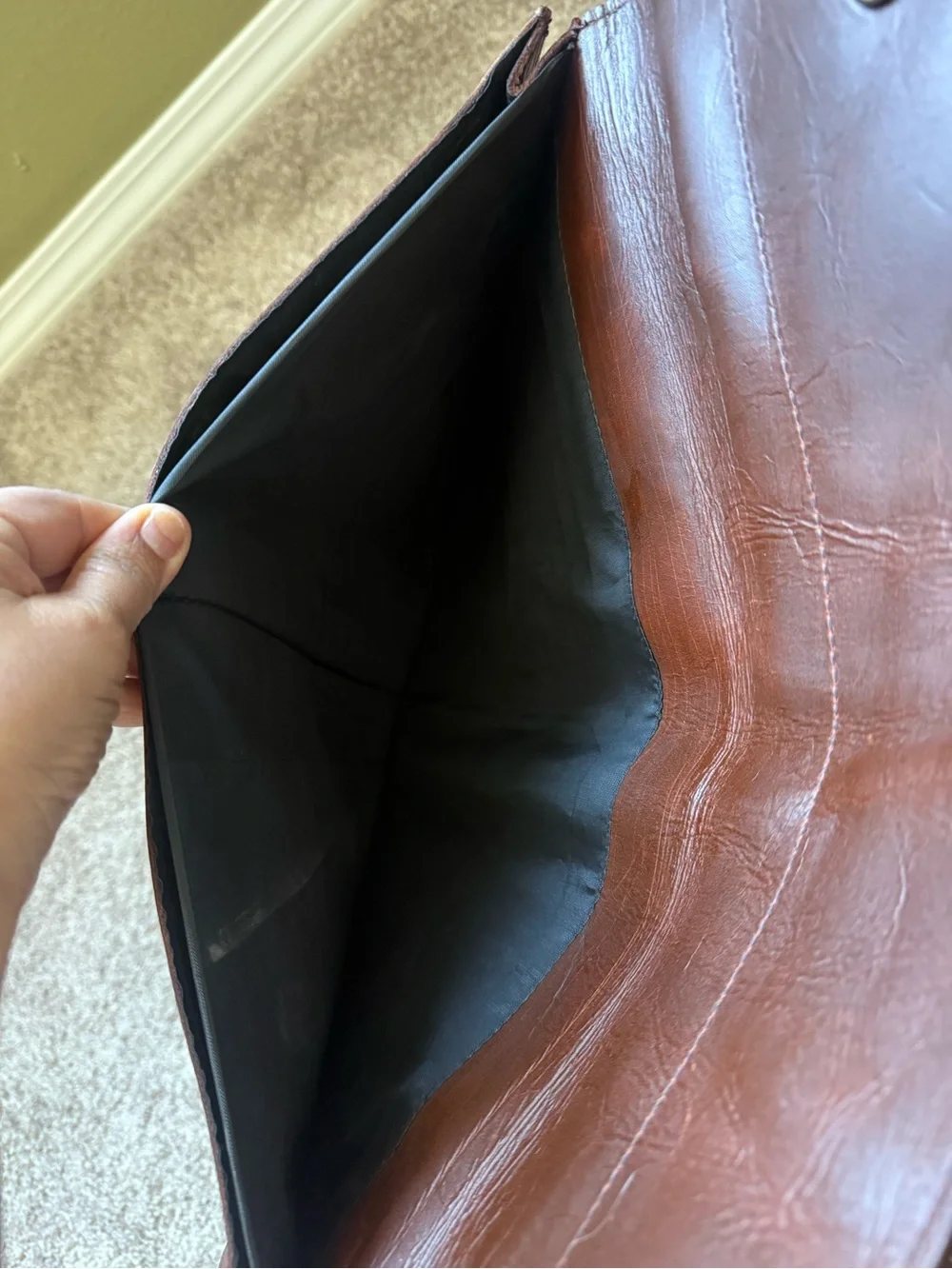 Genuine Leather Brown Portfolio Document Sleeve -